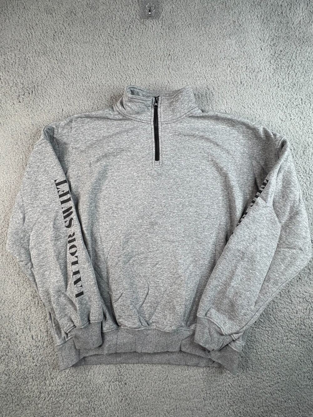 Taylor Swift The Eras Tour Sweatshirt Women's Large Gray Quarter Zip Pullover